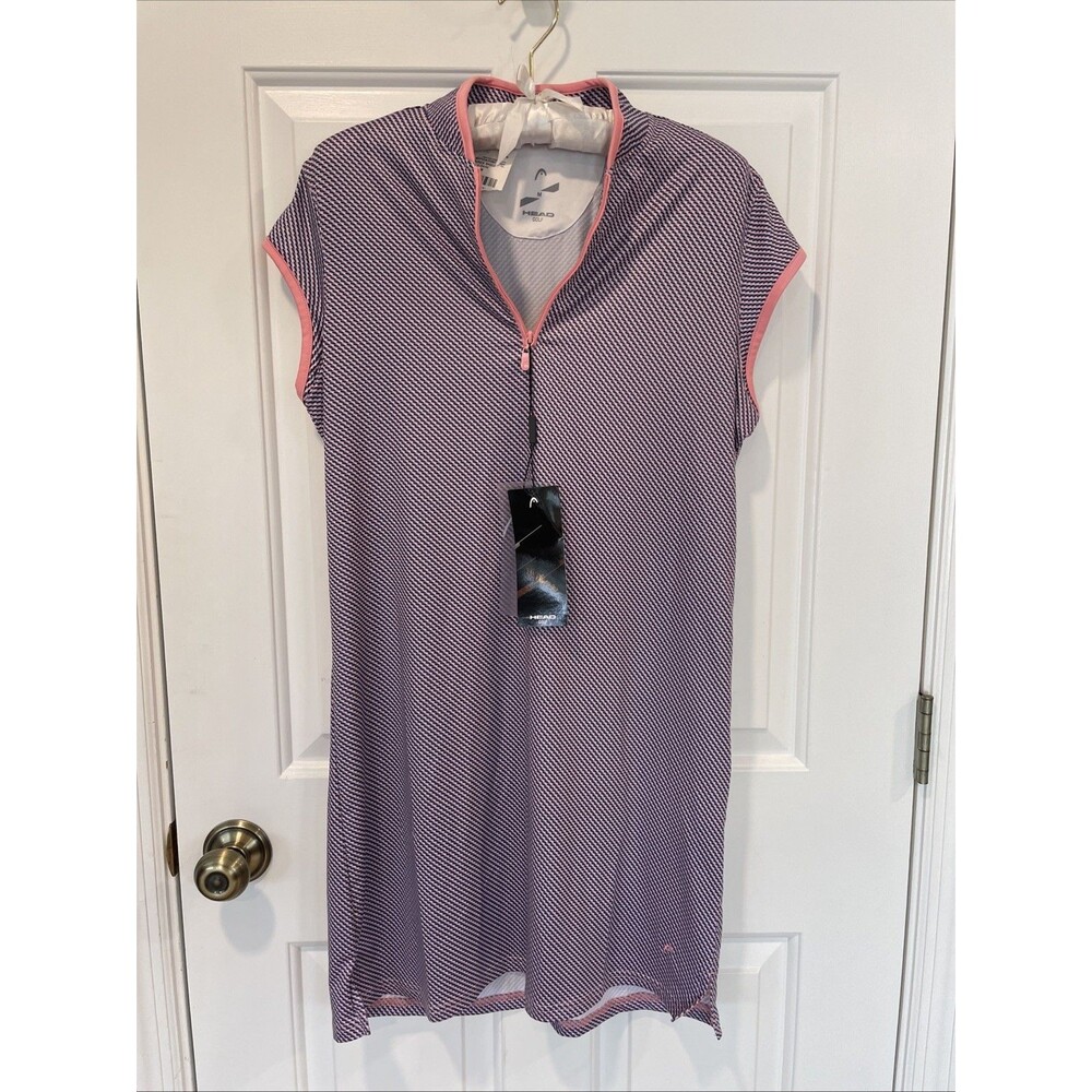 Head Golf Printed 1/4 Zip Sophia Tunic Dress Pink Navy Women's Size Medium - NWT